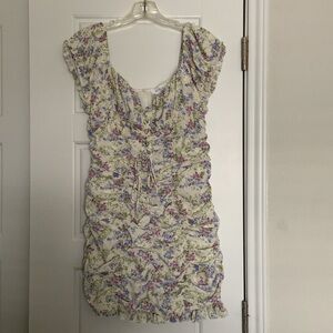 Mable NWT Floral Ruched Dress with Adjustable Front Tie Size Large